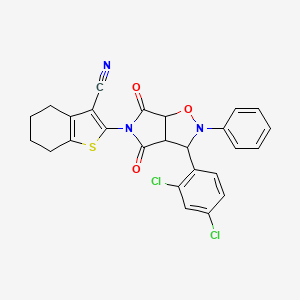 molecular formula C26H19Cl2N3O3S B7754886 2-[3-(2,4-dichlorophenyl)-4,6-dioxo-2-phenyl-3a,6a-dihydro-3H-pyrrolo[3,4-d][1,2]oxazol-5-yl]-4,5,6,7-tetrahydro-1-benzothiophene-3-carbonitrile 