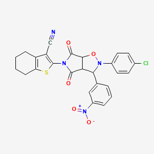 molecular formula C26H19ClN4O5S B7754893 2-[2-(4-chlorophenyl)-3-(3-nitrophenyl)-4,6-dioxohexahydro-5H-pyrrolo[3,4-d][1,2]oxazol-5-yl]-4,5,6,7-tetrahydro-1-benzothiophene-3-carbonitrile 