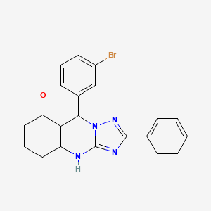 molecular formula C21H17BrN4O B7754902 9-(3-bromophenyl)-2-phenyl-5,6,7,9-tetrahydro[1,2,4]triazolo[5,1-b]quinazolin-8(4H)-one 