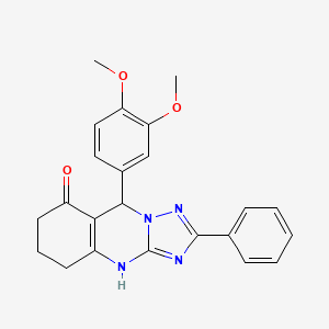 molecular formula C23H22N4O3 B7754903 9-(3,4-dimethoxyphenyl)-2-phenyl-5,6,7,9-tetrahydro[1,2,4]triazolo[5,1-b]quinazolin-8(4H)-one 