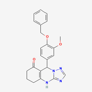 molecular formula C23H22N4O3 B7754913 9-[4-(benzyloxy)-3-methoxyphenyl]-5,6,7,9-tetrahydro[1,2,4]triazolo[5,1-b]quinazolin-8(4H)-one 
