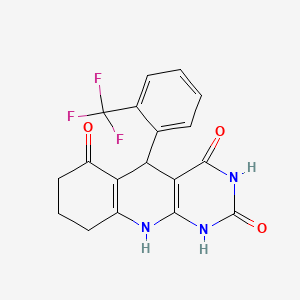 molecular formula C18H14F3N3O3 B7754990 5-[2-(trifluoromethyl)phenyl]-5,8,9,10-tetrahydropyrimido[4,5-b]quinoline-2,4,6(1H,3H,7H)-trione 