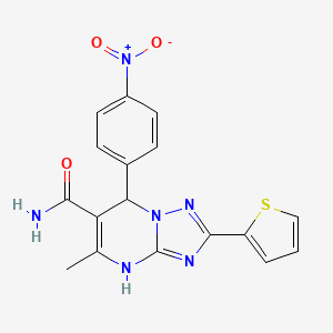 molecular formula C17H14N6O3S B7755147 5-methyl-7-(4-nitrophenyl)-2-(thiophen-2-yl)-4H,7H-[1,2,4]triazolo[1,5-a]pyrimidine-6-carboxamide 