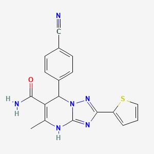 7-(4-Cyanophenyl)-5-methyl-2-thiophen-2-yl-4,7-dihydro-[1,2,4]triazolo[1,5-a]pyrimidine-6-carboxamide