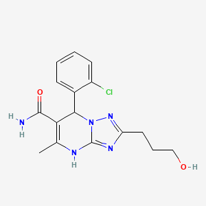molecular formula C16H18ClN5O2 B7755216 7-(2-Chlorophenyl)-2-(3-hydroxypropyl)-5-methyl-4,7-dihydro[1,2,4]triazolo[1,5-a]pyrimidine-6-carboxamide 