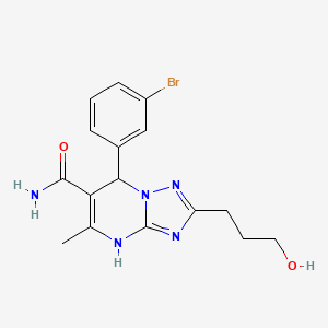 molecular formula C16H18BrN5O2 B7755236 7-(3-bromophenyl)-2-(3-hydroxypropyl)-5-methyl-4H,7H-[1,2,4]triazolo[1,5-a]pyrimidine-6-carboxamide 