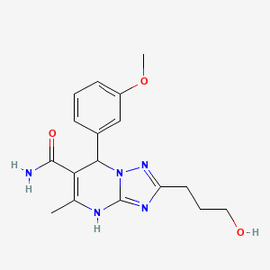 molecular formula C17H21N5O3 B7755243 2-(3-Hydroxypropyl)-7-(3-methoxyphenyl)-5-methyl-4,7-dihydro[1,2,4]triazolo[1,5-a]pyrimidine-6-carboxamide 