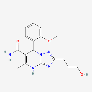 molecular formula C17H21N5O3 B7755244 2-(3-Hydroxypropyl)-7-(2-methoxyphenyl)-5-methyl-4,7-dihydro[1,2,4]triazolo[1,5-a]pyrimidine-6-carboxamide 