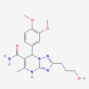 molecular formula C18H23N5O4 B7755249 7-(3,4-Dimethoxyphenyl)-2-(3-hydroxypropyl)-5-methyl-4,7-dihydro[1,2,4]triazolo[1,5-a]pyrimidine-6-carboxamide 