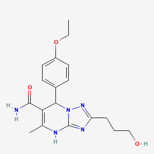 molecular formula C18H23N5O3 B7755259 7-(4-Ethoxyphenyl)-2-(3-hydroxypropyl)-5-methyl-4,7-dihydro-[1,2,4]triazolo[1,5-a]pyrimidine-6-carboxamide 