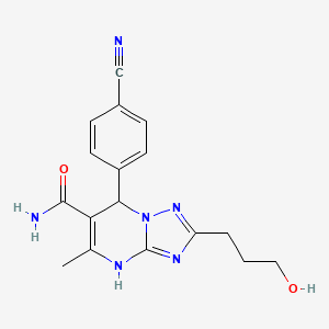 molecular formula C17H18N6O2 B7755267 7-(4-cyanophenyl)-2-(3-hydroxypropyl)-5-methyl-4H,7H-[1,2,4]triazolo[1,5-a]pyrimidine-6-carboxamide 