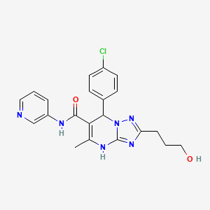 molecular formula C21H21ClN6O2 B7755276 7-(4-chlorophenyl)-2-(3-hydroxypropyl)-5-methyl-N-pyridin-3-yl-4,7-dihydro[1,2,4]triazolo[1,5-a]pyrimidine-6-carboxamide 