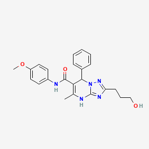 molecular formula C23H25N5O3 B7755281 2-(3-hydroxypropyl)-N-(4-methoxyphenyl)-5-methyl-7-phenyl-4,7-dihydro[1,2,4]triazolo[1,5-a]pyrimidine-6-carboxamide 