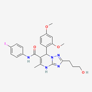 molecular formula C24H26IN5O4 B7755307 7-(2,4-dimethoxyphenyl)-2-(3-hydroxypropyl)-N-(4-iodophenyl)-5-methyl-4,7-dihydro-[1,2,4]triazolo[1,5-a]pyrimidine-6-carboxamide 