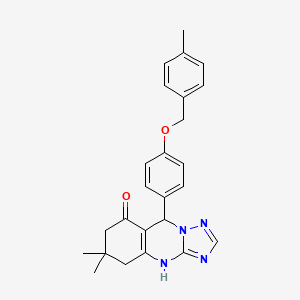 molecular formula C25H26N4O2 B7755313 6,6-dimethyl-9-{4-[(4-methylbenzyl)oxy]phenyl}-5,6,7,9-tetrahydro[1,2,4]triazolo[5,1-b]quinazolin-8(4H)-one 
