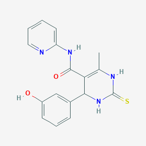 molecular formula C17H16N4O2S B7755322 4-(3-hydroxyphenyl)-6-methyl-N-pyridin-2-yl-2-sulfanylidene-3,4-dihydro-1H-pyrimidine-5-carboxamide 