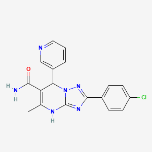 molecular formula C18H15ClN6O B7755344 2-(4-Chlorophenyl)-5-methyl-7-pyridin-3-yl-4,7-dihydro-[1,2,4]triazolo[1,5-a]pyrimidine-6-carboxamide 