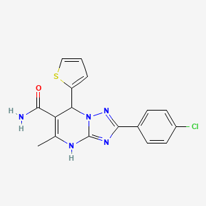 molecular formula C17H14ClN5OS B7755351 2-(4-Chlorophenyl)-5-methyl-7-thiophen-2-yl-4,7-dihydro-[1,2,4]triazolo[1,5-a]pyrimidine-6-carboxamide 