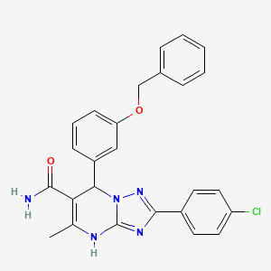 molecular formula C26H22ClN5O2 B7755354 2-(4-Chlorophenyl)-5-methyl-7-(3-phenylmethoxyphenyl)-4,7-dihydro-[1,2,4]triazolo[1,5-a]pyrimidine-6-carboxamide 