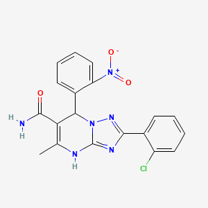 molecular formula C19H15ClN6O3 B7755368 2-(2-chlorophenyl)-5-methyl-7-(2-nitrophenyl)-4H,7H-[1,2,4]triazolo[1,5-a]pyrimidine-6-carboxamide 