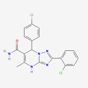 molecular formula C19H15Cl2N5O B7755387 2-(2-Chlorophenyl)-7-(4-chlorophenyl)-5-methyl-4,7-dihydro-[1,2,4]triazolo[1,5-a]pyrimidine-6-carboxamide 
