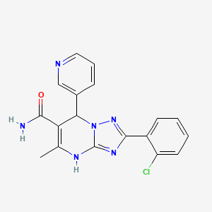 molecular formula C18H15ClN6O B7755400 2-(2-Chlorophenyl)-5-methyl-7-pyridin-3-yl-4,7-dihydro[1,2,4]triazolo[1,5-a]pyrimidine-6-carboxamide 
