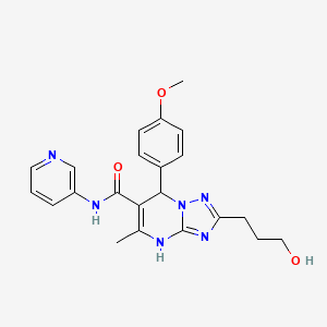molecular formula C22H24N6O3 B7755421 2-(3-hydroxypropyl)-7-(4-methoxyphenyl)-5-methyl-N-pyridin-3-yl-4,7-dihydro-[1,2,4]triazolo[1,5-a]pyrimidine-6-carboxamide 
