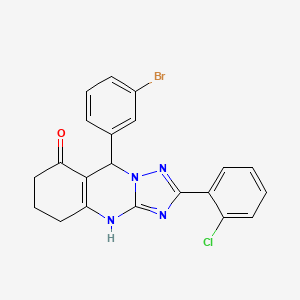 molecular formula C21H16BrClN4O B7755430 9-(3-bromophenyl)-2-(2-chlorophenyl)-5,6,7,9-tetrahydro-4H-[1,2,4]triazolo[5,1-b]quinazolin-8-one 