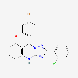 molecular formula C21H16BrClN4O B7755433 9-(4-bromophenyl)-2-(2-chlorophenyl)-5,6,7,9-tetrahydro-4H-[1,2,4]triazolo[5,1-b]quinazolin-8-one 