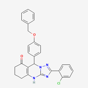molecular formula C28H23ClN4O2 B7755435 2-(2-chlorophenyl)-9-(4-phenylmethoxyphenyl)-5,6,7,9-tetrahydro-4H-[1,2,4]triazolo[5,1-b]quinazolin-8-one 