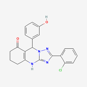 molecular formula C21H17ClN4O2 B7755445 2-(2-chlorophenyl)-9-(3-hydroxyphenyl)-5,6,7,9-tetrahydro[1,2,4]triazolo[5,1-b]quinazolin-8(4H)-one 