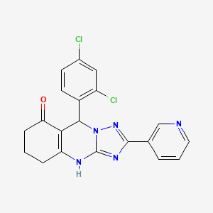 molecular formula C20H15Cl2N5O B7755453 9-(2,4-dichlorophenyl)-2-pyridin-3-yl-5,6,7,9-tetrahydro-4H-[1,2,4]triazolo[5,1-b]quinazolin-8-one 