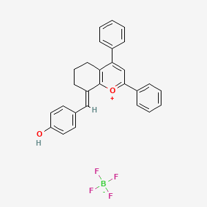 molecular formula C28H23BF4O2 B7755460 4-[(E)-(2,4-diphenyl-6,7-dihydro-5H-chromen-1-ium-8-ylidene)methyl]phenol;tetrafluoroborate 