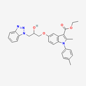 molecular formula C28H28N4O4 B7755493 ethyl 5-(3-(1H-benzo[d][1,2,3]triazol-1-yl)-2-hydroxypropoxy)-2-methyl-1-(p-tolyl)-1H-indole-3-carboxylate 