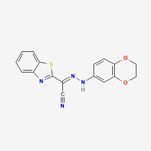 molecular formula C17H12N4O2S B7755512 (E)-N'-(2,3-dihydrobenzo[b][1,4]dioxin-6-yl)benzo[d]thiazole-2-carbohydrazonoyl cyanide 