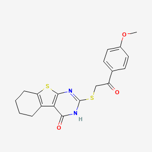 molecular formula C19H18N2O3S2 B7755535 2-[(4-Hydroxy-5,6,7,8-tetrahydro[1]benzothieno[2,3-d]pyrimidin-2-yl)sulfanyl]-1-(4-methoxyphenyl)ethanone 