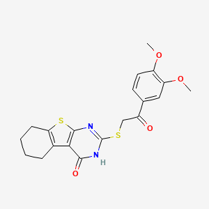 molecular formula C20H20N2O4S2 B7755539 1-(3,4-Dimethoxyphenyl)-2-[(4-hydroxy-5,6,7,8-tetrahydro[1]benzothieno[2,3-d]pyrimidin-2-yl)sulfanyl]ethanone 