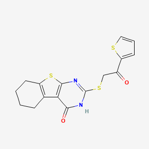 molecular formula C16H14N2O2S3 B7755548 2-[(4-Hydroxy-5,6,7,8-tetrahydro[1]benzothieno[2,3-d]pyrimidin-2-yl)sulfanyl]-1-(thiophen-2-yl)ethanone 