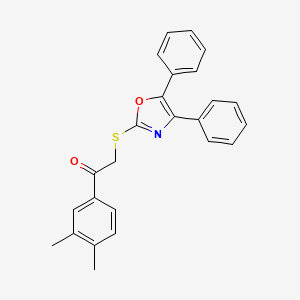 molecular formula C25H21NO2S B7755560 1-(3,4-Dimethylphenyl)-2-[(4,5-diphenyl-1,3-oxazol-2-yl)sulfanyl]ethanone 