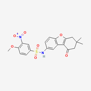 molecular formula C21H20N2O7S B7755579 N-(7,7-dimethyl-9-oxo-6,7,8,9-tetrahydrodibenzo[b,d]furan-2-yl)-4-methoxy-3-nitrobenzenesulfonamide 
