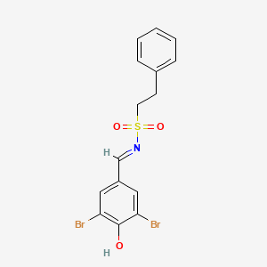 molecular formula C15H13Br2NO3S B7755588 (NE)-N-[(3,5-dibromo-4-hydroxyphenyl)methylidene]-2-phenylethanesulfonamide 