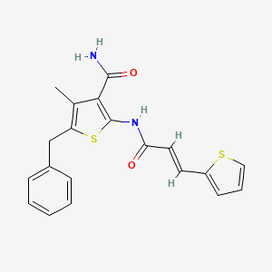 molecular formula C20H18N2O2S2 B7755636 5-benzyl-4-methyl-2-{[(2E)-3-(thiophen-2-yl)prop-2-enoyl]amino}thiophene-3-carboxamide 