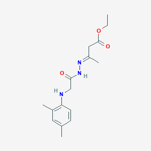 molecular formula C16H23N3O3 B7755640 Ethyl 3-({[(2,4-dimethylphenyl)amino]acetyl}hydrazono)butanoate 