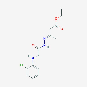 molecular formula C14H18ClN3O3 B7755641 Ethyl 3-({[(2-chlorophenyl)amino]acetyl}hydrazono)butanoate 