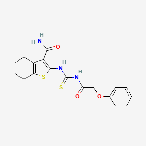 molecular formula C18H19N3O3S2 B7755652 2-(3-(2-Phenoxyacetyl)thioureido)-4,5,6,7-tetrahydrobenzo[b]thiophene-3-carboxamide 