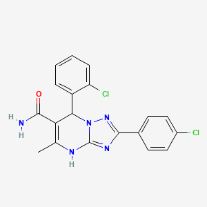 molecular formula C19H15Cl2N5O B7755700 7-(2-Chlorophenyl)-2-(4-chlorophenyl)-5-methyl-4,7-dihydro-[1,2,4]triazolo[1,5-a]pyrimidine-6-carboxamide 
