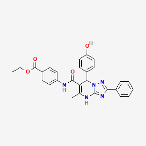 molecular formula C28H25N5O4 B7755743 Ethyl 4-[[7-(4-hydroxyphenyl)-5-methyl-2-phenyl-4,7-dihydro-[1,2,4]triazolo[1,5-a]pyrimidine-6-carbonyl]amino]benzoate 