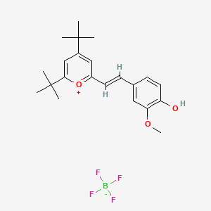 molecular formula C22H29BF4O3 B7755762 4-[(E)-2-(4,6-ditert-butylpyrylium-2-yl)ethenyl]-2-methoxyphenol;tetrafluoroborate 