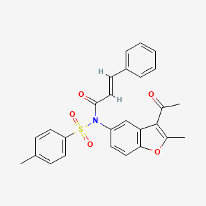 molecular formula C27H23NO5S B7755770 (2E)-N-(3-acetyl-2-methyl-1-benzofuran-5-yl)-N-[(4-methylphenyl)sulfonyl]-3-phenylacrylamide 