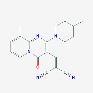 molecular formula C19H19N5O B7755784 {[9-methyl-2-(4-methylpiperidin-1-yl)-4-oxo-4H-pyrido[1,2-a]pyrimidin-3-yl]methylidene}propanedinitrile 